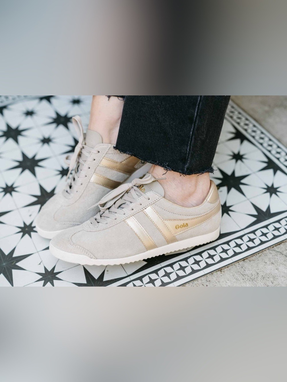 Gola Classics Women’s Bullet Pearl Sneakers Retro low top Suede beige gold 8.5 - Picture 4 of 14